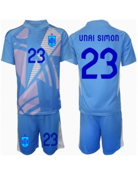 Spagna Unai Simon #23 Portiere Maglia Gara Casa Repliche Europei 2024 Bambino